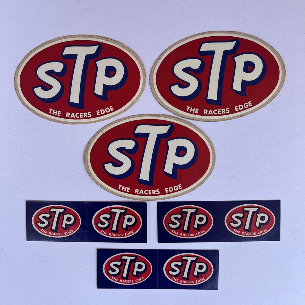 Vintage STP The Racers Edge Racing Decals Stickers Set of 9 1960s 1970s USA